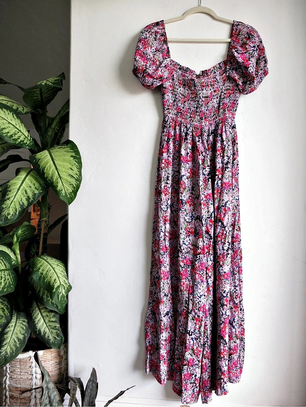 YUMI KIM Camila Jumpsuit Floral Maxi Dress Pink Blue Size Medium Like New